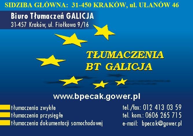Tłumaczenia Tłumaczy Galicja - WSZYSTKIE JĘZYKI, Kraków, małopolskie