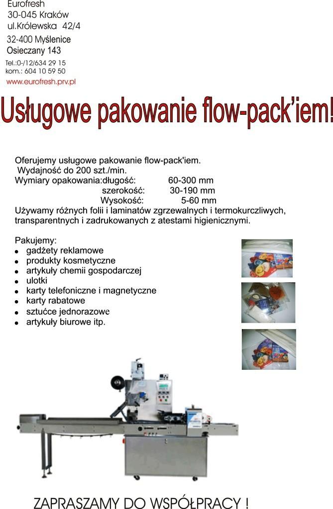 Usługowe pakowanie flow-packiem, Kraków, małopolskie