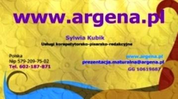 Argena - legalna firma.    ZAUFAJ LEGALNEJ FIRMIE!       Dane na www.argena.pl 