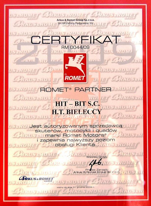 certyfikat Dealera Hit-Bit Wrocław