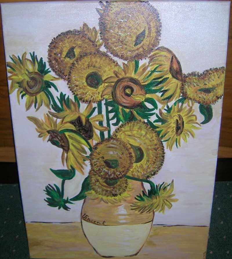 malarstwo sztalugowe reprodukcja - słoneczniki van Gogha