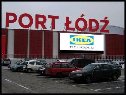 Reklama na telebimach Led Port Łódź-Ikea, łódzkie