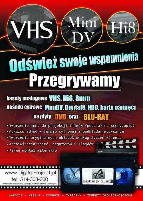 Przegrywanie VHS - MiniDV - Digital8, Sosnowiec, śląskie