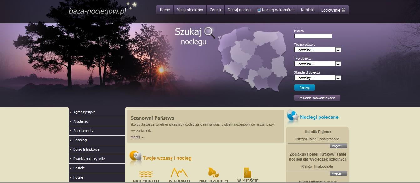 Portal internetowy z bazą noclegów www.baza-noclegow.pl