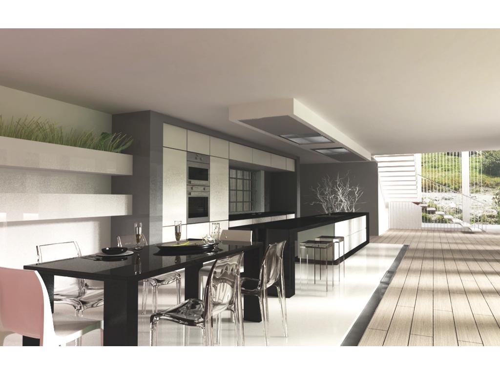 projekt aranżacji kuchni w domu w stylu minimalistycznym