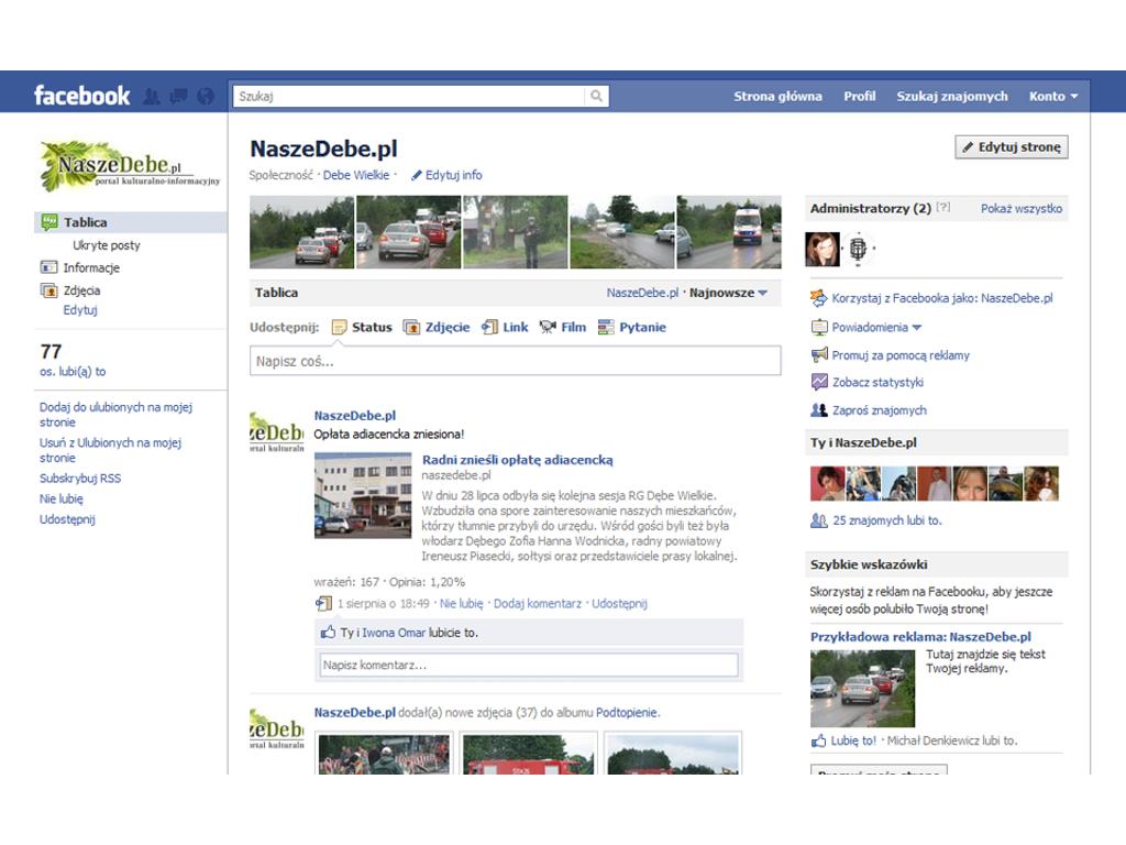FanPage dla serwisu NaszeDebe.pl na portalu Facebook