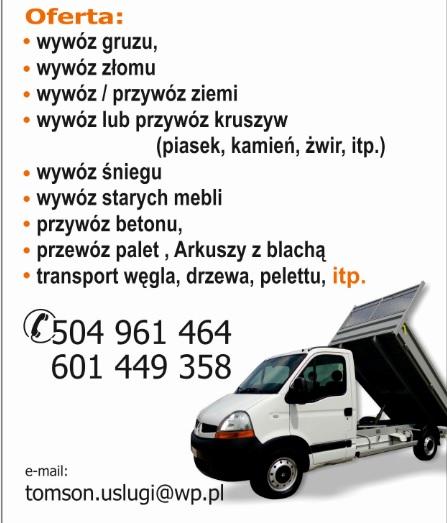 Transport wywrotką, Będzin, Sosnowiec, Dąbrowa Górnicza, Katowice, śląskie