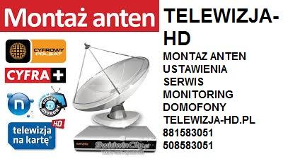 Montaz anten Nc-,Polsat,Trwam.Ustawienia anten..Monitoring,Domofony., Warszawa,lomianki,Piaseczno,Serock,Jablonna, mazowieckie