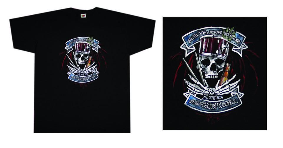 Koszulka ręcznie malowana - Rock"n"Roll Skull