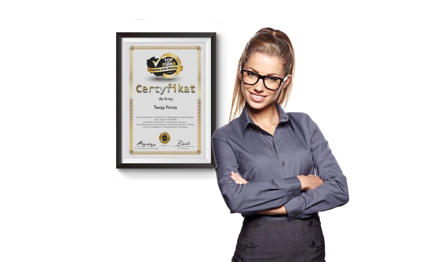 Certyfikat dla firm, certyfikat rzetelności