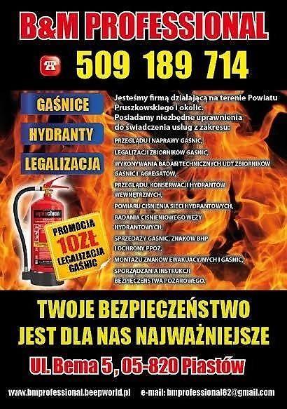 Legalizacja Gaśnic, Hydrantów, znaki Ppoż, Instrukcje, Gaśnice, BHP, Piastów, mazowieckie