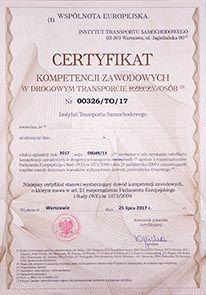 Certyfikat Kompetencji Zawodowych w Transporcie Drogowym Katowice, śląskie