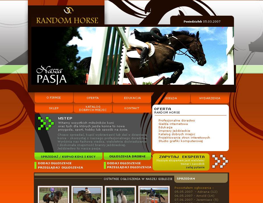 Projekt strony dla Firmy Random Horse
