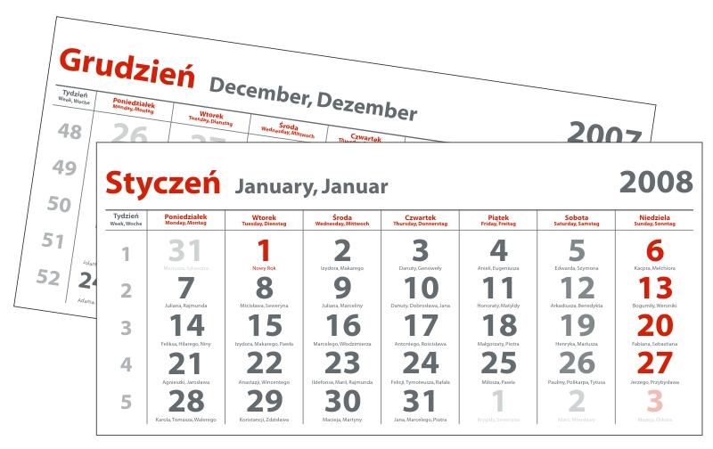 Kalendaria do kalendarzy trójdzielnych, Gdańsk, pomorskie