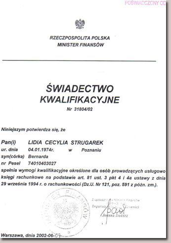 Certyfikat Ministerstwa Finansów