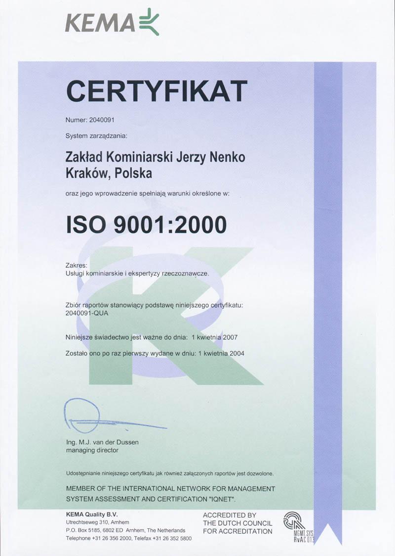 Certyfikat ISO