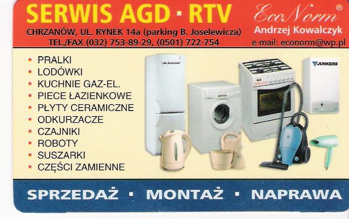 SERWIS AGD CZESCI ZAMIENNE www.econorm.pl , Chrzanów, małopolskie