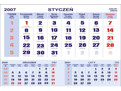 kalendarium jednodzielne niebieskie - kliknij, aby powiększyć