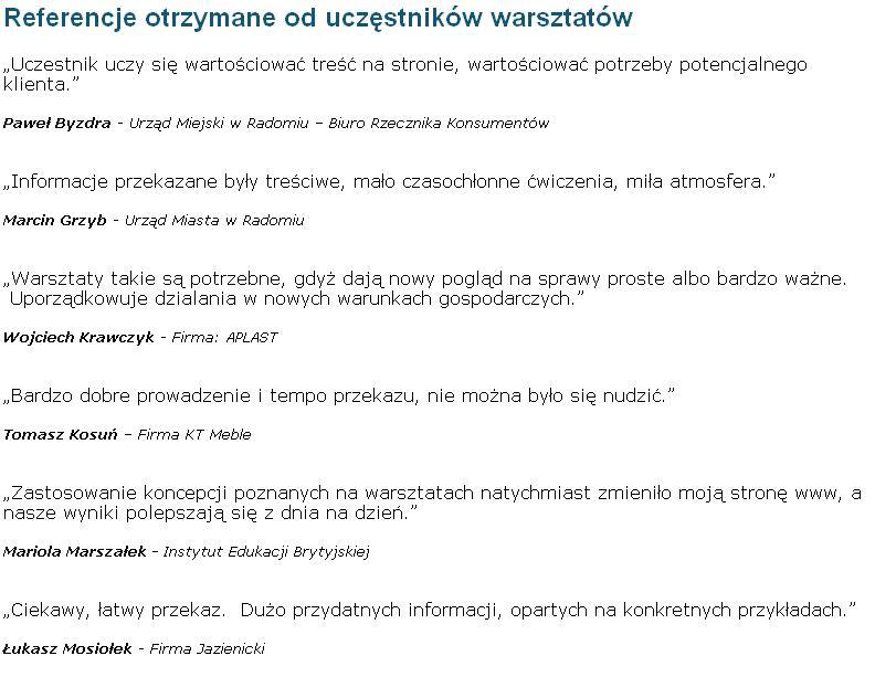 Zobacz referencje: www.estrategia.pl
