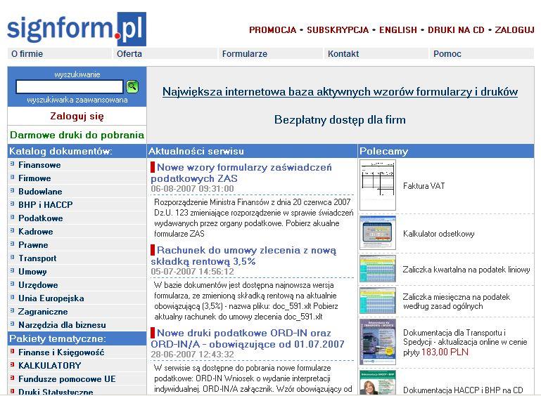wzory formularzy, umów, druki Signform.pl