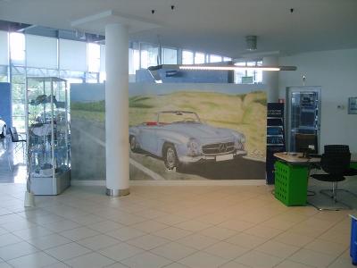 Salon Mercedesa w Szczecinie. Obraz malowany aerografem na zamówienie - kliknij, aby powiększyć