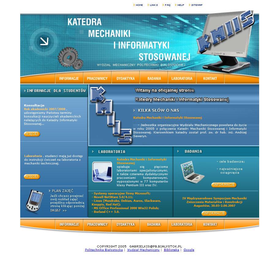 Strona internetowa Katedry Mechaniki i Informatyki Stosowanej