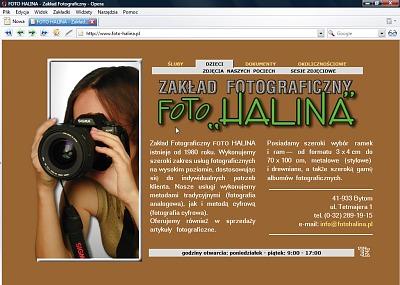 Strona internetowa wykonana dla zakładu fotograficznego FOTO "HALINA" - www.fotohalina.pl