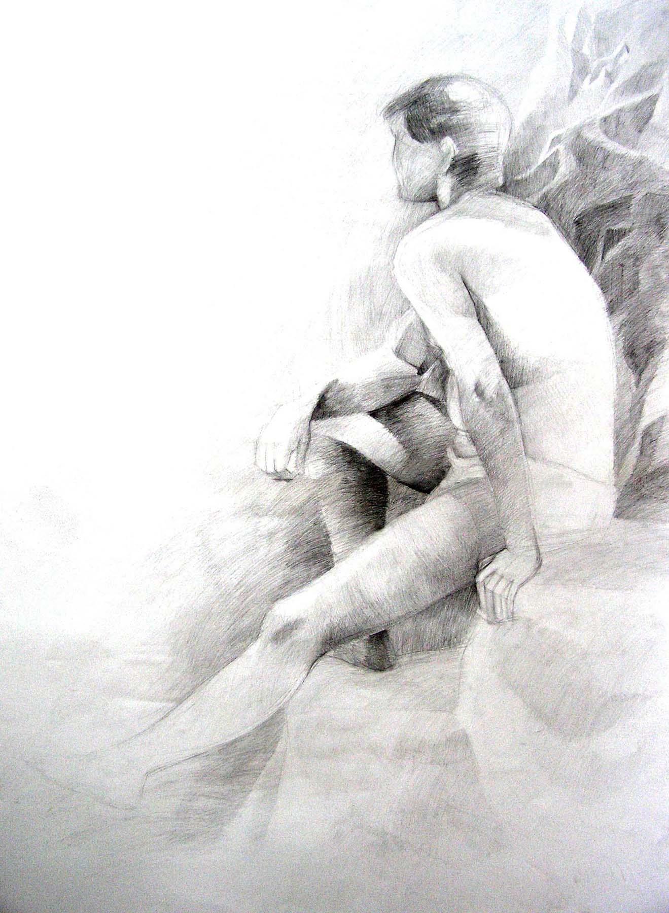 połakt męski, ołowek, 140x100cm