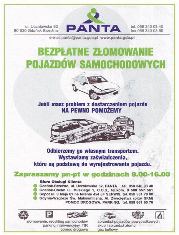 Bezplatna Kasacja Pojazdow! www.PANTA.gda.pl !!!, Gdańsk, pomorskie