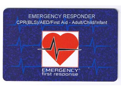 Certyfikat międzynarodowy Emergency First Response - kliknij, aby powiększyć