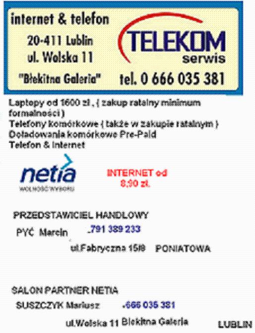 Internet&Telefon, Laptopy, telefony kom. Netia, Lublin, lubelskie