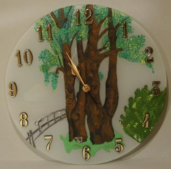 Zegar na szkłe malowany