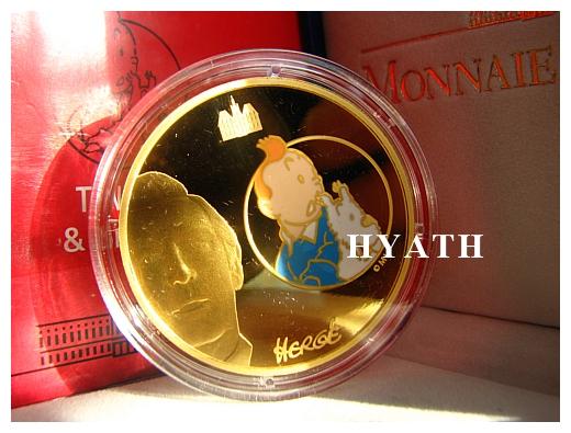 Moneta złota : 50 euro Tin Tin Herge 2007  - więcej szczegółów  : www.hyath.pl