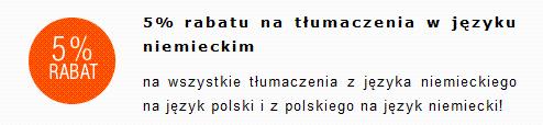 5%rabatu na tłumaczenia z j.niemieckiego