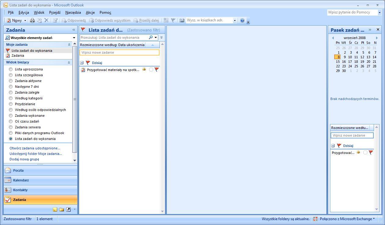 Outlook 2007 - zadania
