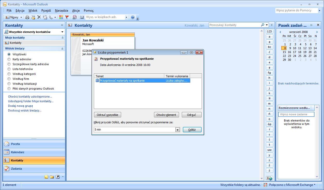 outlook 2007 - zadanie
