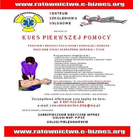 KURSY PIERWSZEJ POMOCY; USŁUGI BHP, P/POŻ; , Olsztyn, warmińsko-mazurskie