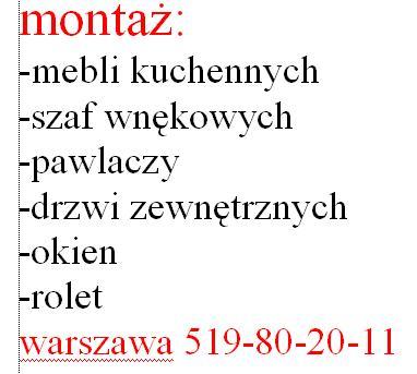 MONTAŻ MEBLI KUCHENNCH,SZAF,PARAPETOW,DRZWI, Warszawa, mazowieckie