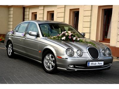 auto do ślubu ,platynowy Jaguar S-type, limuzyna , samochód ślubny - kliknij, aby powiększyć