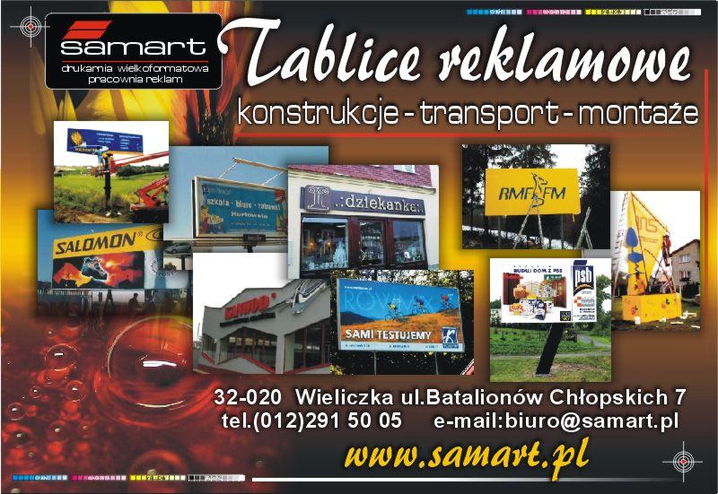 Tablice reklamowe informacyjne, konstrukcje reklamowe, montaże reklam__www.samart.pl