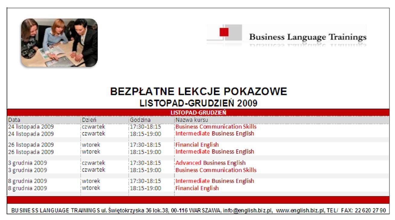 BEZPŁATNE LEKCJE POKAZOWE BUSINESS ENGLISH, Warszawa, mazowieckie