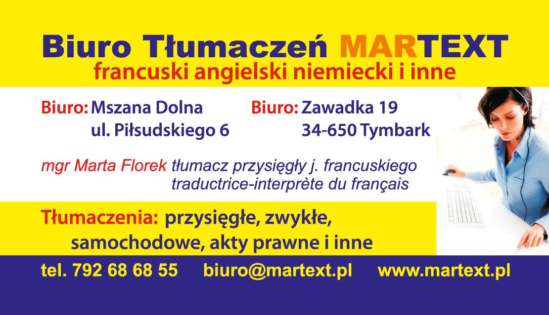 Martext - Biuro Tłumaczeń Mszana Dolna, Mszana Dolna, Zawadka, małopolskie
