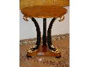 stół okrągły, biedermeier, fornir czereśniowy, złocone detale; blat 80 cm; 