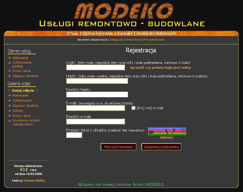 Strona www na podstawie istniejącego szablonu, Polska, mazowieckie