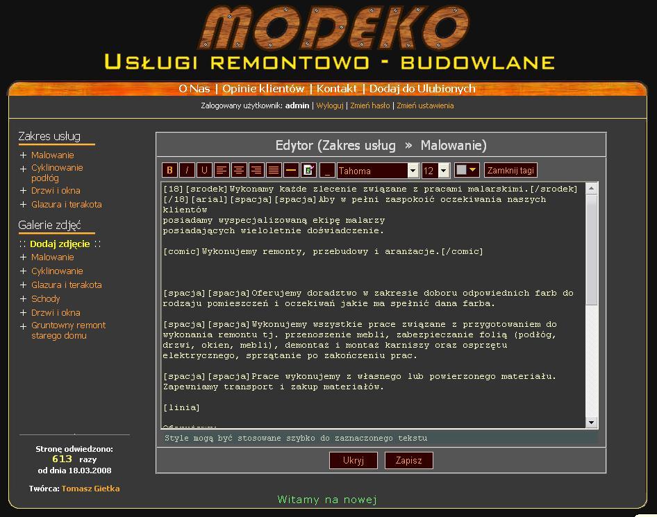 Strona www na podstawie istniejącego szablonu, Polska, mazowieckie