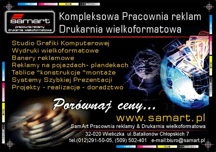 Pracownia reklam SamArt Drukarnia wielkformatowa Kraków_reklamy reklamy Kraków  www.samart.pl