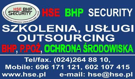 Usługi bhp, p.poż, ochrona środowiska - HSE BHP, PŁOCK,WARSZAWA, GOSTYNIN,KUTNO,ŁÓDŻ, SIERPC,PŁOŃSK, mazowieckie