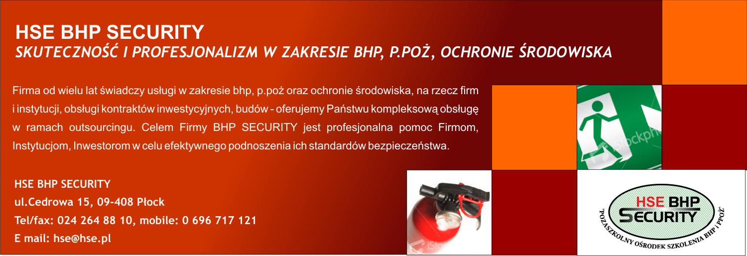 Usługi bhp, p.poż, ochrona środowiska - HSE BHP, PŁOCK,WARSZAWA, GOSTYNIN,KUTNO,ŁÓDŻ, SIERPC,PŁOŃSK, mazowieckie