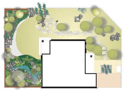 Projektowanie zieleni - projekt ogrodu japońskiego - kliknij, aby powiększyć