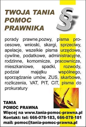 Tania Pomoc Prawna, Kraków, Brzesko, Bochnia, Tarnów, Dębica, małopolskie